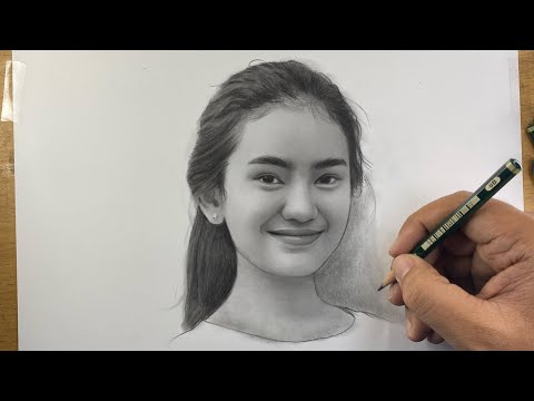 Drawing a Realistic Portrait in Graphite 8B ( Janis Aneira )