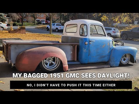 Bagged, LS Powered 1951 GMC First Start and Drive!