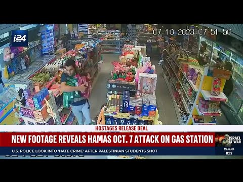 New footage from October 7 shows Hamas terrorists attacking and looting gas station