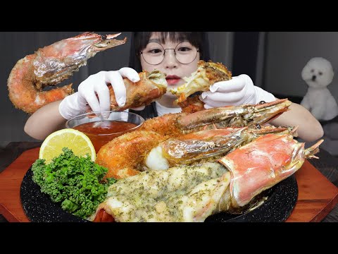 Giant fried Shrimp &amp; Garlic Butter Shrimp🦐Mukbang ASMR