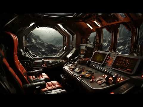 Rainy Day From Alien Planet Military Outpost. Sci-Fi Ambiance for Sleep, Study, Relaxation