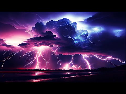 Night Rain &amp; Thunderstorm ⚡ Rain sounds &amp; Very Strong Thunder with Lightning Ambience for Sleeping