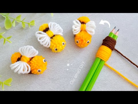 It's so Cute 💖☀️ Super Easy Bee Making Idea with Yarn - Use Amazing Trick with Pencil - DIY Crafts