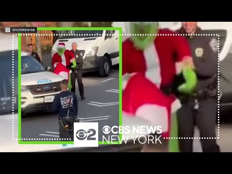 NYPD officers stop the Grinch from stealing Christmas gifts for FDNY party