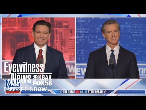 California Democratic Gov. Gavin Newsom and Florida Republican Gov. Ron DeSantis debate