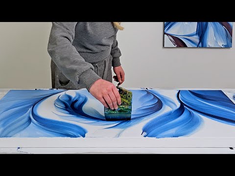 WOW! Perfect Twin Painting / Using Only Blue &amp; Metallics / Acrylic Painting