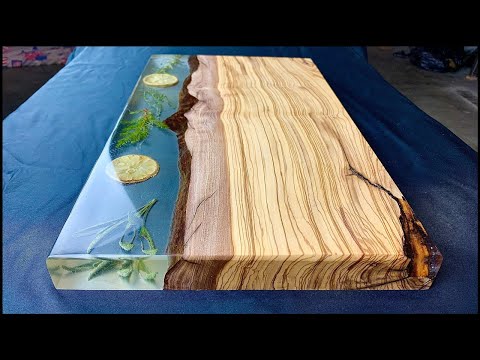 OLIVE CUTTING BOARD Do it yourself and transparent epoxy resin