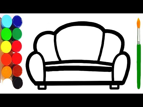 Sofa Drawing, Painting and Coloring for kids and toddlers | Draw Sofa 