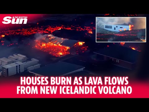 New Iceland volcano spews out lava that has set houses on fire in Grindavik