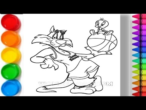 Selvester drawing 🖌️🎨 | Space jam :  A new legacy cartoon | Looney tunes cartoons |Colouring 🌈 craft