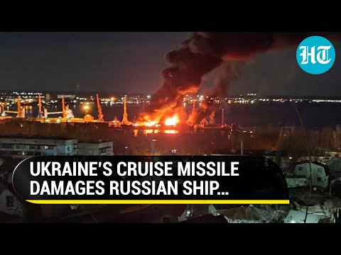 Kyiv Unleashes Cruise Missiles On Crimean Port, Damages Ship; Zelensky Says &lsquo;No Place For&hellip;&rsquo; | Watch