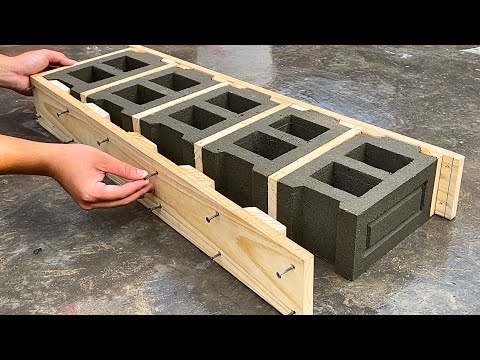 Casting 5 Perforated Bricks at the Same Time From Pallet Molds and Cement - Simple and Easy to do