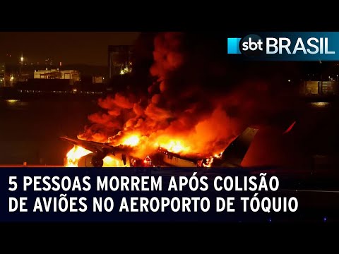 Cinco pessoas morrem ap&oacute;s colis&atilde;o de avi&otilde;es no aeroporto de T&oacute;quio | SBT Brasil (02/01/24)