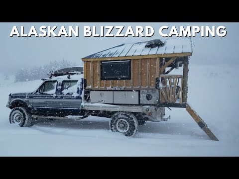 Riding Out an Epic Snowstorm Inside a Cozy Homemade Truck Camper 