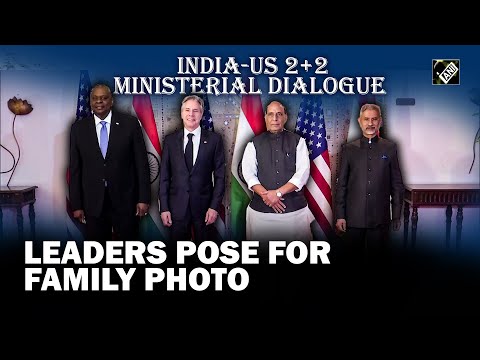 India-US 2+2 Ministerial Dialogue | Jaishankar, Rajnath Singh, Blinken, Austin pose for family photo