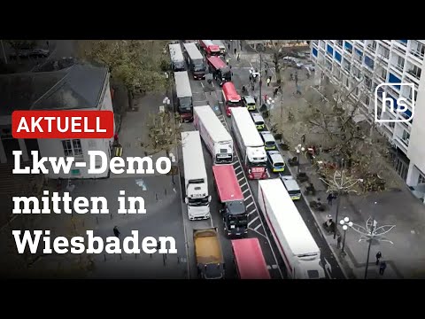 Mautgeb&uuml;hren um 83% rauf: Lkw-Fahrer demonstrieren in Wiesbaden | hessenschau