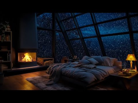 Overcome stress with a winter wonderland | Deep sleep with blizzard and fireplace sounds | Sleep aid