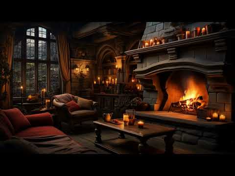 Rainy Day Ambience in Cozy Castle - Nature &amp; Fireplace Cozy Atmosphere to Relax, Study &amp; Fall Asleep