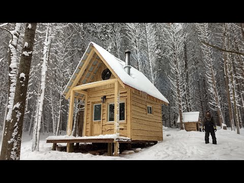 BUILDING a Small Cabin in the WOODS (COMPLETE BUILD!)