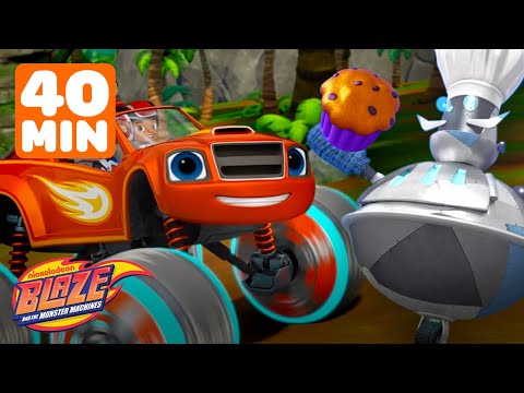 Blaze DEFEATS Robot Baker with his Power Tires! 🛞 | 40 Minutes | Blaze and the Monster Machines