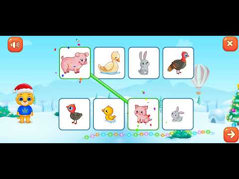 Videos educativos para ni&ntilde;os - Encuentra los parecidos - Juego de animales con sus cr&iacute;as.