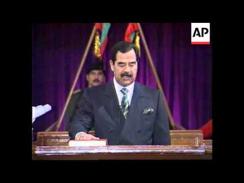 Iraq - Saddam Hussein Sworn In For 7 More Years