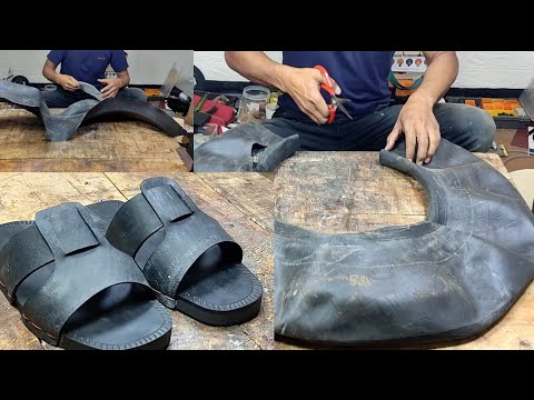 Membuat sandal dari limbah marset ban