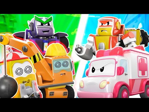 Oh no! EVIL ROBOT HYPNOTIZES the entire city! Help, SUPER ROBOT! - Transformer Robot Car Rescue