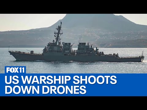 US warship shoots down drones in Red Sea