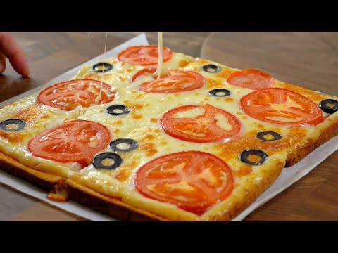 2 slices of bread become one pizza! 10 minute pizza, Easy recipe! air fryer, oven OK