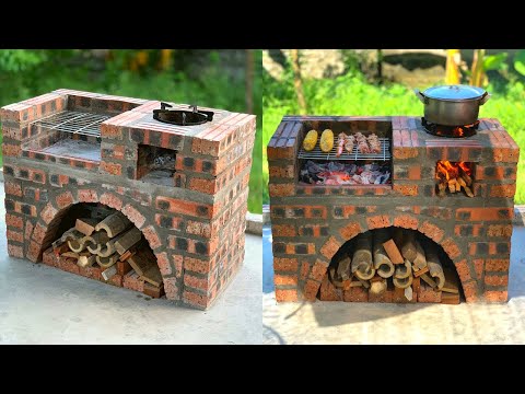 Crafts With Cement - Outdoor Kitchen From Red Brick