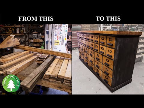 Apothecary Cabinet Workbench Made From Pallet Wood, Worktop Offcuts and Oak Flooring.