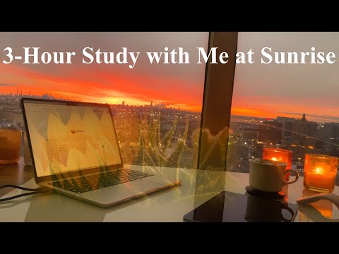 3-HOUR STUDY WITH ME| Rain + Sunrise View| White Noise for Studying|POMODORO 50/10| Mindful Studying