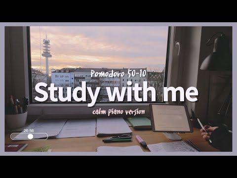 2-HOUR STUDY WITH ME 4K/calm piano ver. 🎹 / My room at Sunset🌇 / Pomodoro 50-10 Ep.17