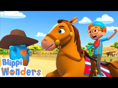 NEW! BLIPPI Becomes a COWBOY! | Blippi Wonders Educational Cartoons for Kids