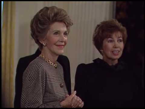 Nancy Reagan gives a Tour of the White House to Raisa Gorbachev on December 9, 1987