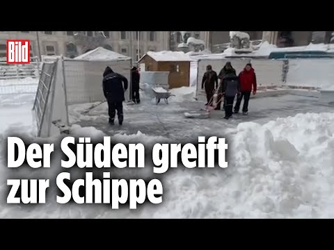 Schneechaos in Bayern: R&auml;umdienste mit Problemen