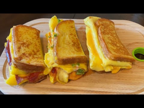 One Pan Egg Toast - Three Ways | Korean Style French Toast Omelette | Breakfast Egg Recipes