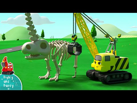 DINOSAUR Statue - Digley and Dazey | Construction Cartoons for Kids