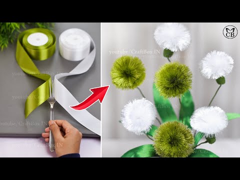 DIY Satin Ribbon reeds flowers | How to make ribbon crafts | best Ribbon decoration ideas