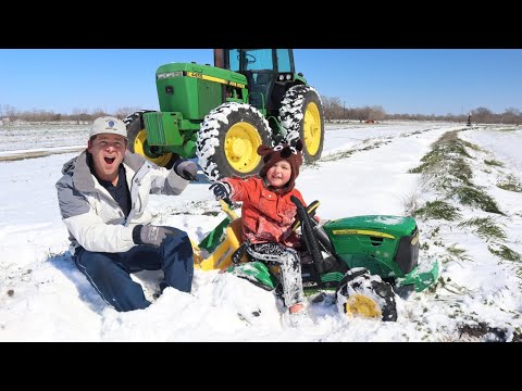 We got stuck playing in the snow with tractors | Tractors for kids