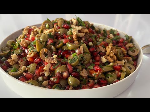 How to prepare olive salad with easy sauce Vegetarian and vegan recipes salad