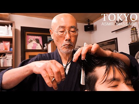 ASMR Best Barber at 76 Years Old | Haircut, Massage, Hair wash, Shaving