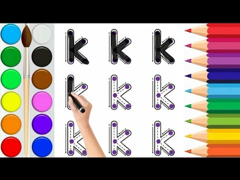 Learn to write lowercase letter k with Happy brain kids learning | how to write small k