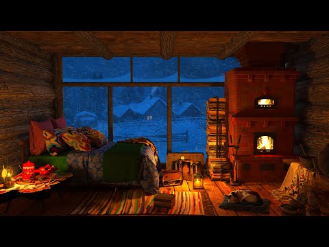 Deep Sleep Instantly - Relaxing Blizzard, Snow Storm, Cozy Fireplace, and Howling Wind Sounds