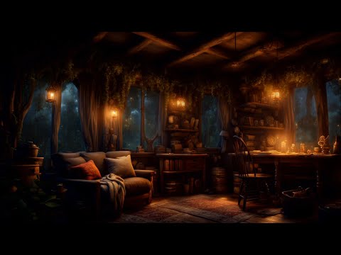 LIVE! Cozy Treehouse | Relaxing Rain Sounds | Meditation &amp; Healing | Log Cabin Ambience | ASMR Rainf