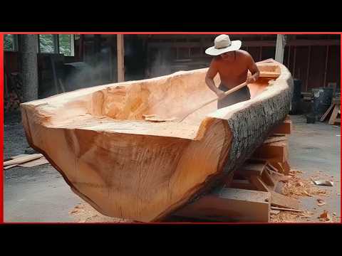 Man Turns Massive Log into Amazing CANOE | Start to Finish Build by 