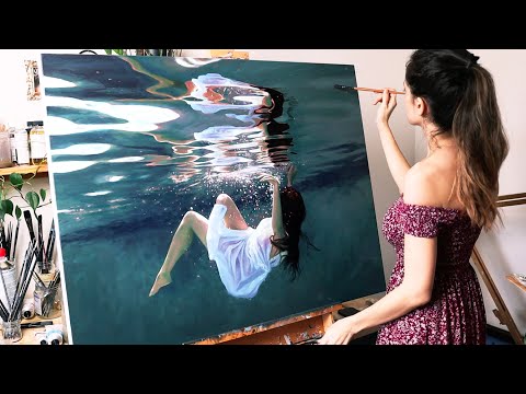 I painted myself underwater | Oil Painting Time Lapse | Realistic Underwater Scene