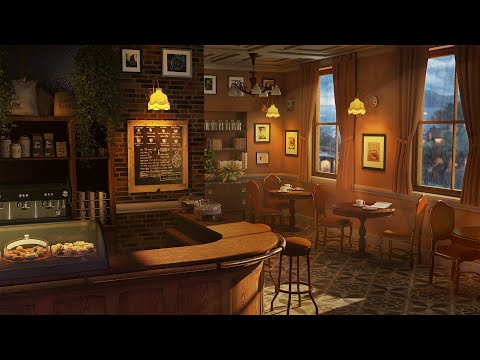 Vintage Coffee Shop Ambience - Smooth Piano Jazz Music w/ Rain for Studying, Work &amp; Relaxation