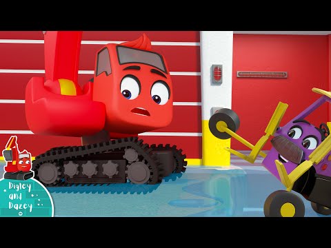 FIRE STATION Face Lift - NEW Digley and Dazey | Construction Truck Cartoons for Kids